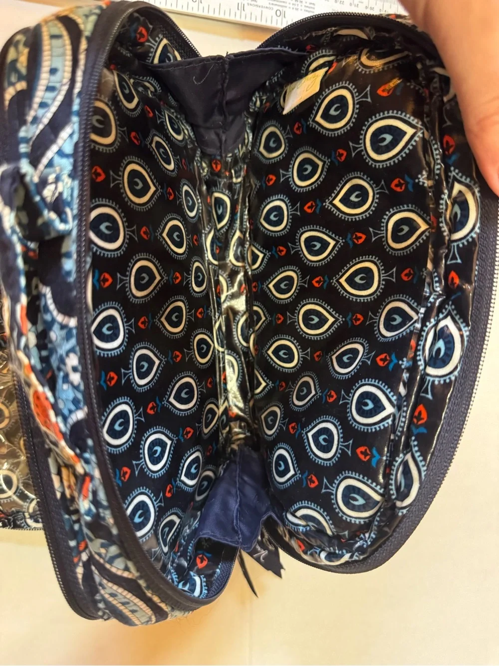 Vera Bradley Blue Orange Paisley Zip Around Travel Wallet Organizer